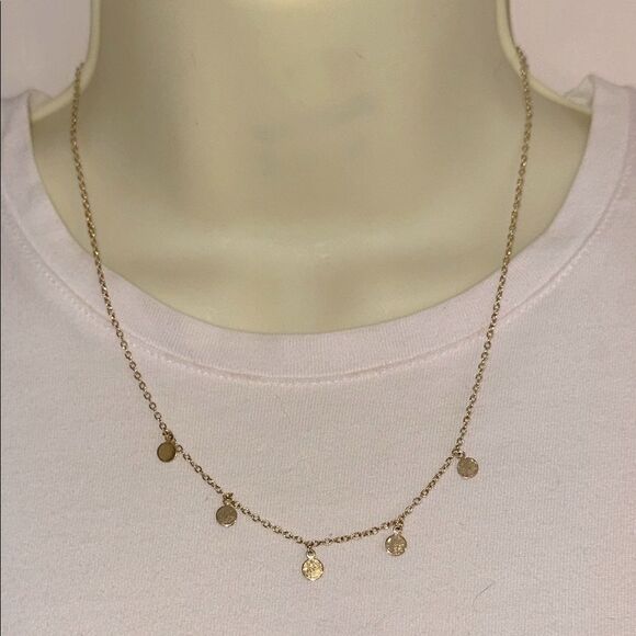 Gold Tone Disc 18” Necklace - Picture 1 of 4